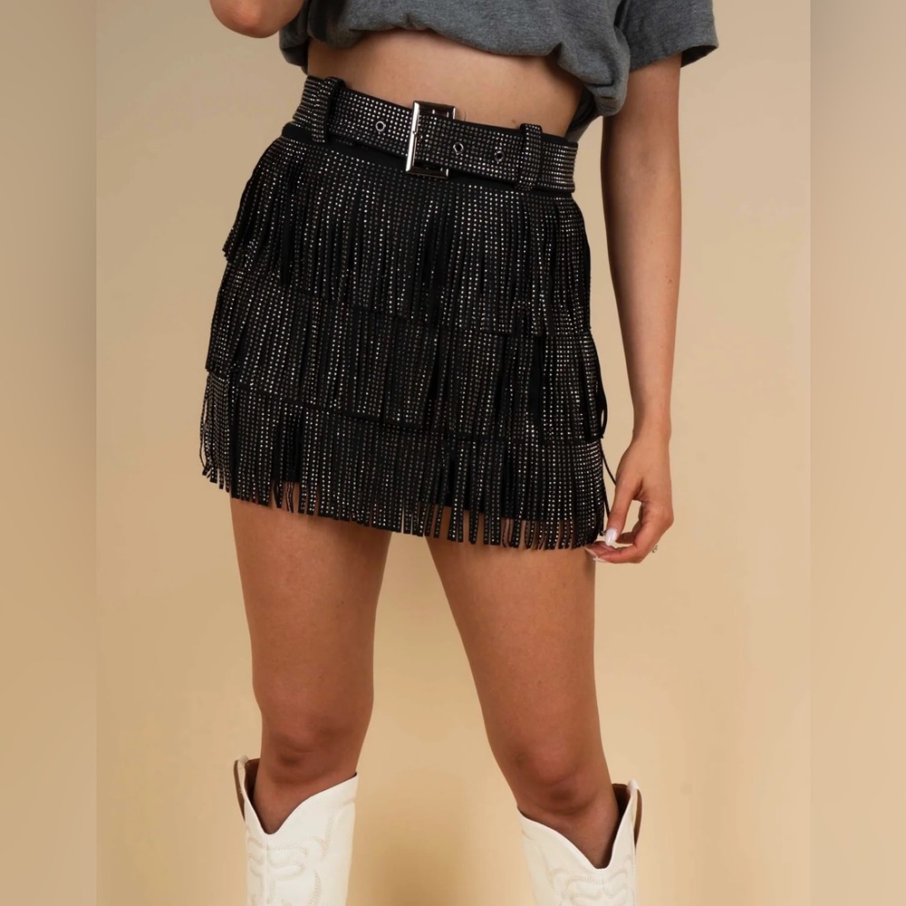 Blushing Brunette Eye Catcher Fringe Skort-Never Been Worn